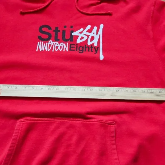 Vintage  Red Stussy graffiti logo "1980" pullover hoodie mens XL Made in USA - Picture 5 of 12